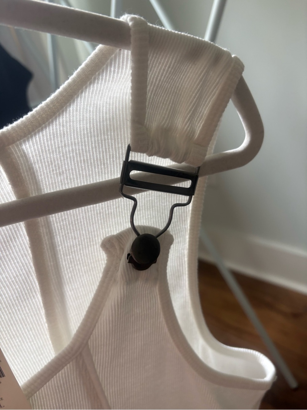 Anthropology Cream Ribbed Tank with Blue-Striped Peplum Skirt - Picture 7 of 8